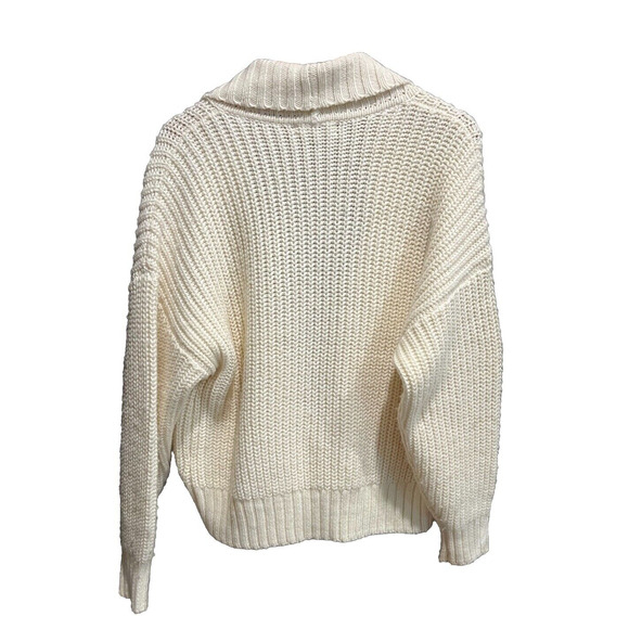 Anthropologie White Knit Women's Button Up Cardigan Sweater Size Medium - Picture 2 of 5